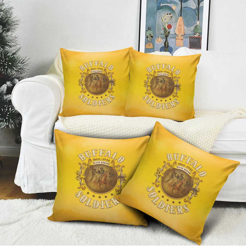 Honor Buffalo Soldiers Pillow Cover African American Cavalry Yellow Version