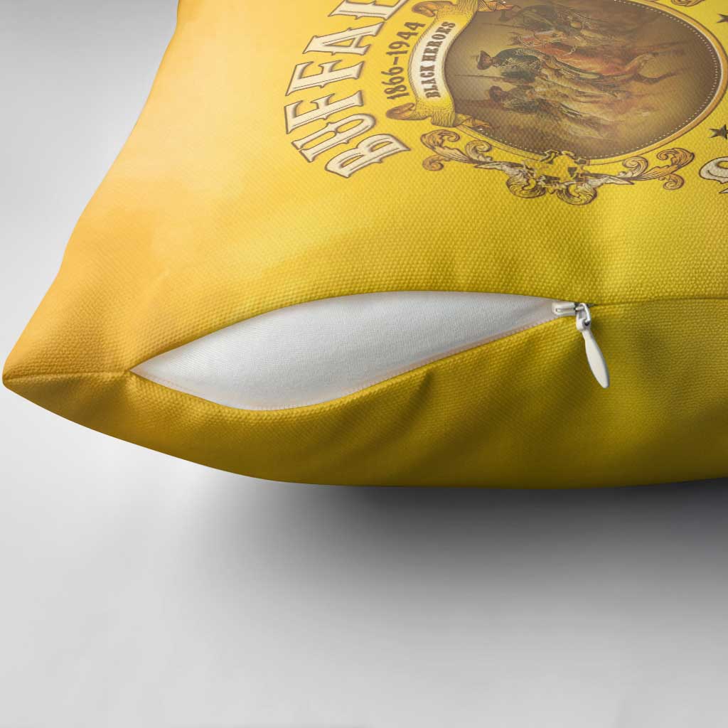 Honor Buffalo Soldiers Pillow Cover African American Cavalry Yellow Version