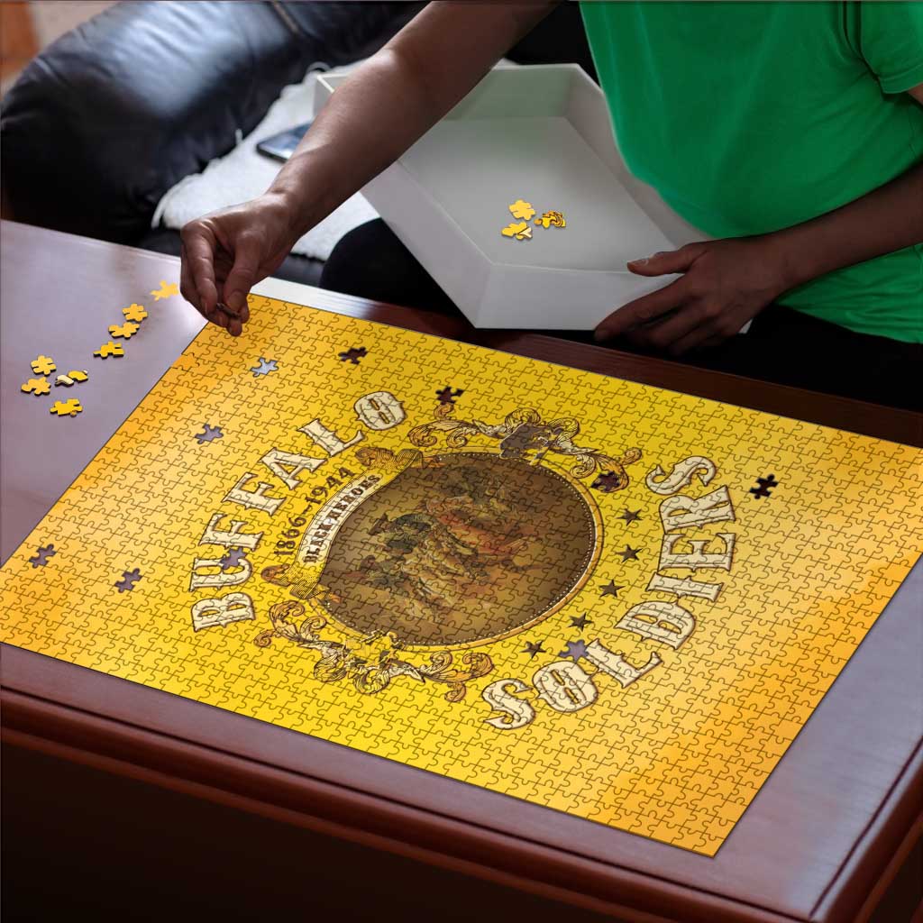 Honor Buffalo Soldiers Puzzle African American Cavalry Yellow Version