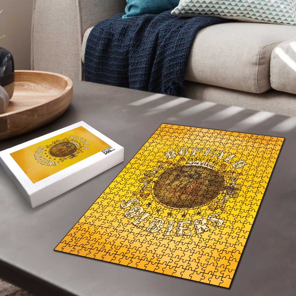 Honor Buffalo Soldiers Puzzle African American Cavalry Yellow Version