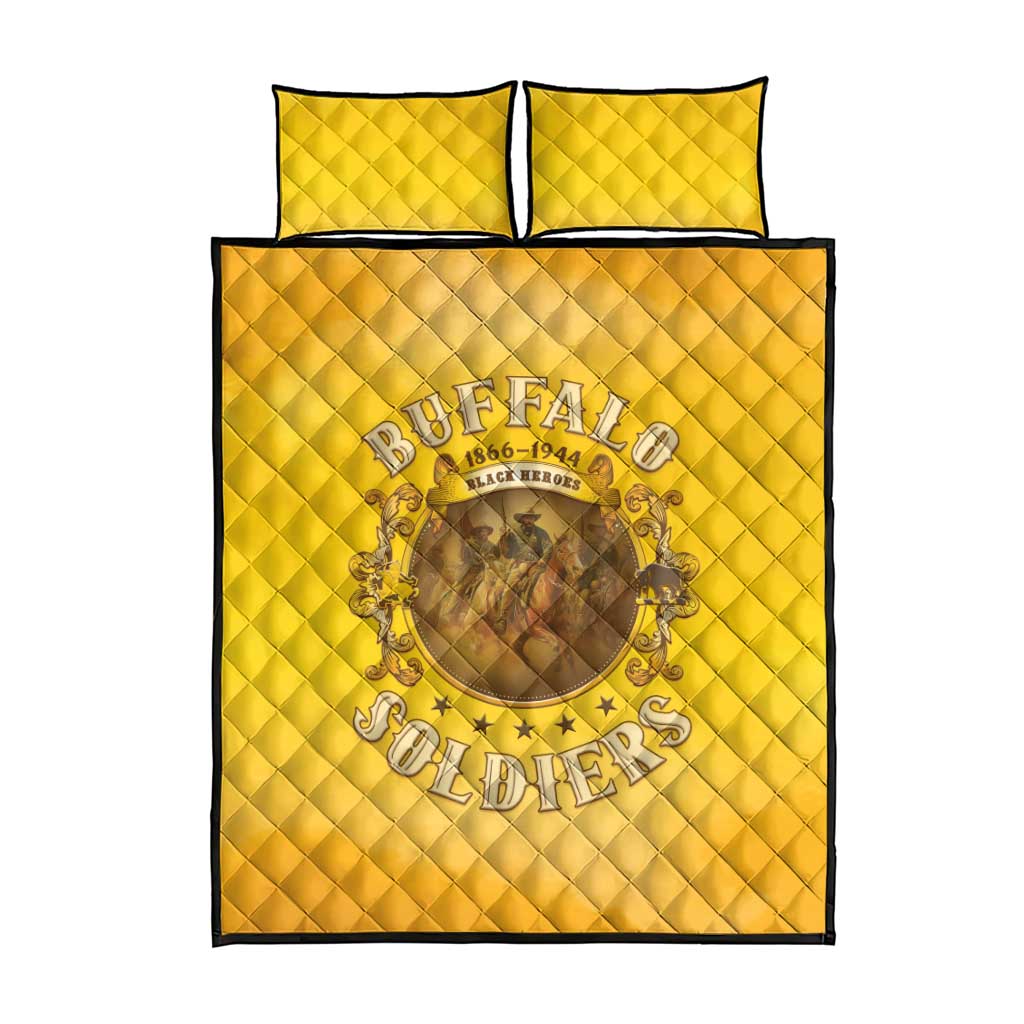 Honor Buffalo Soldiers Quilt Bed Set African American Cavalry Yellow Version - African Pride