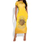 Honor Buffalo Soldiers Short Sleeve Bodycon Dress African American Cavalry Yellow Version - African Pride