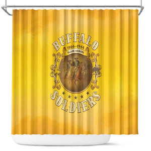 Honor Buffalo Soldiers Shower Curtain African American Cavalry Yellow Version - African Pride