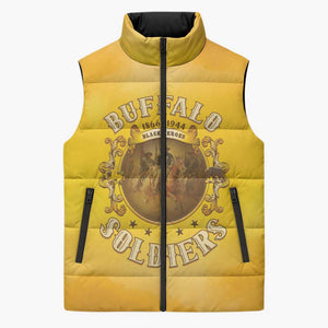 Honor Buffalo Soldiers Sleeveless Puffer Jacket African American Cavalry Yellow Version