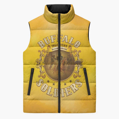 Honor Buffalo Soldiers Sleeveless Puffer Jacket African American Cavalry Yellow Version