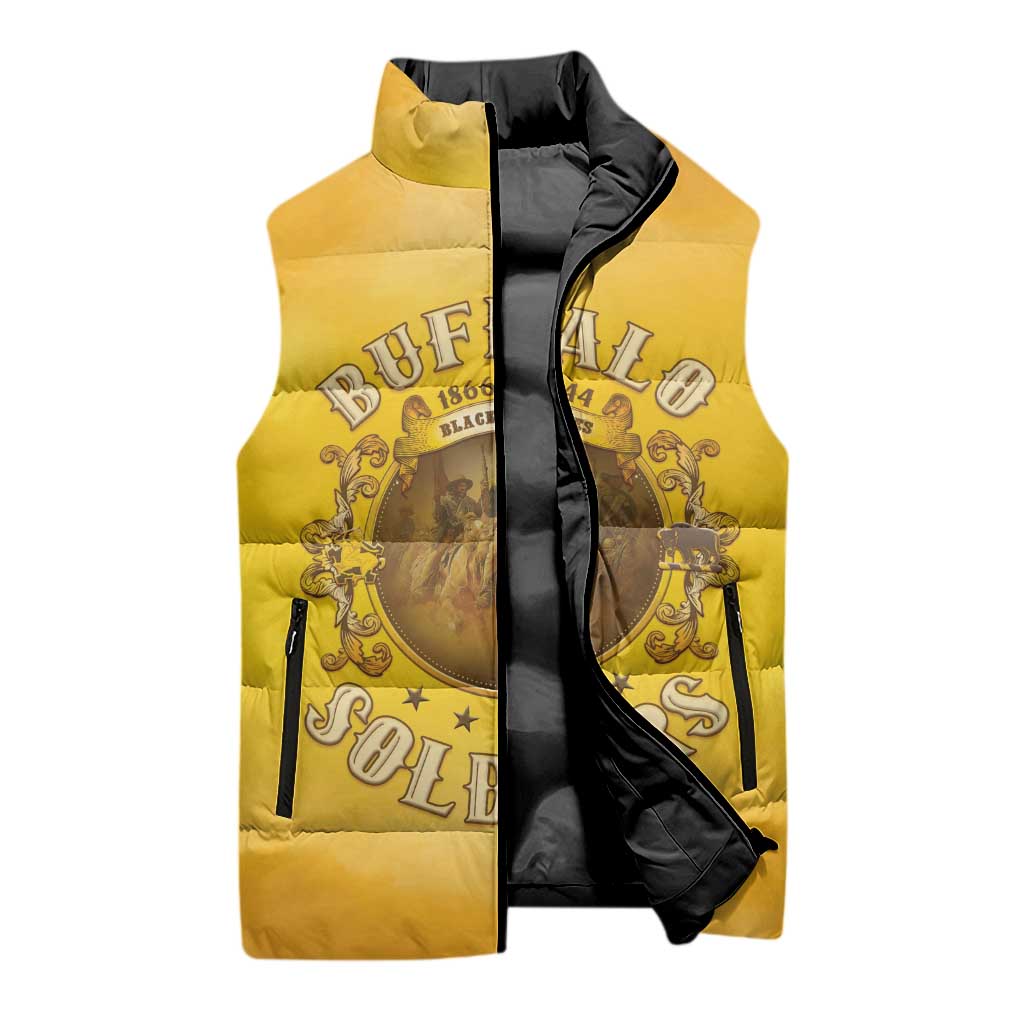 Honor Buffalo Soldiers Sleeveless Puffer Jacket African American Cavalry Yellow Version
