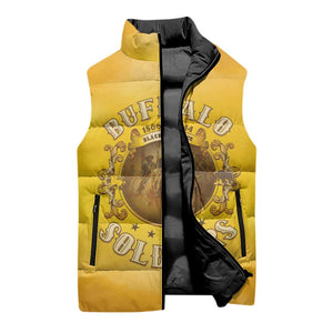 Honor Buffalo Soldiers Sleeveless Puffer Jacket African American Cavalry Yellow Version