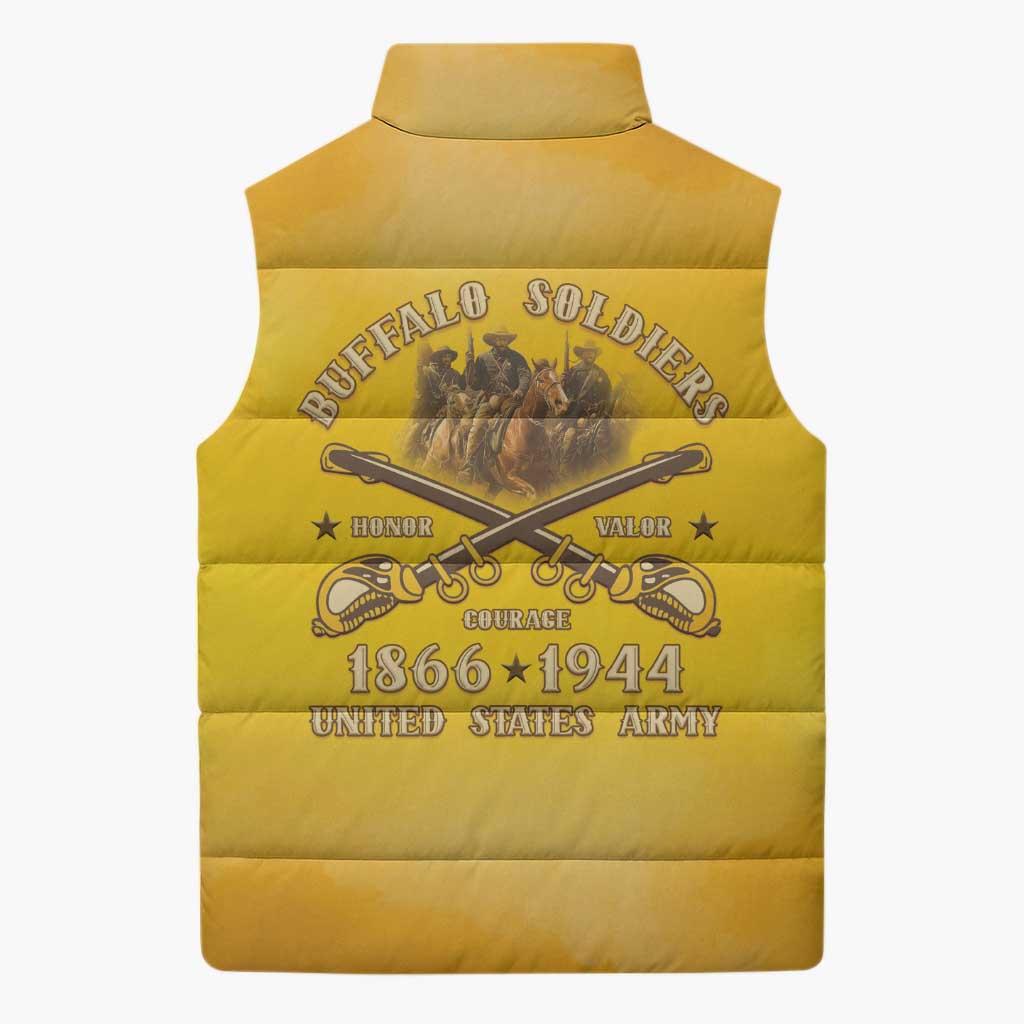 Honor Buffalo Soldiers Sleeveless Puffer Jacket African American Cavalry Yellow Version