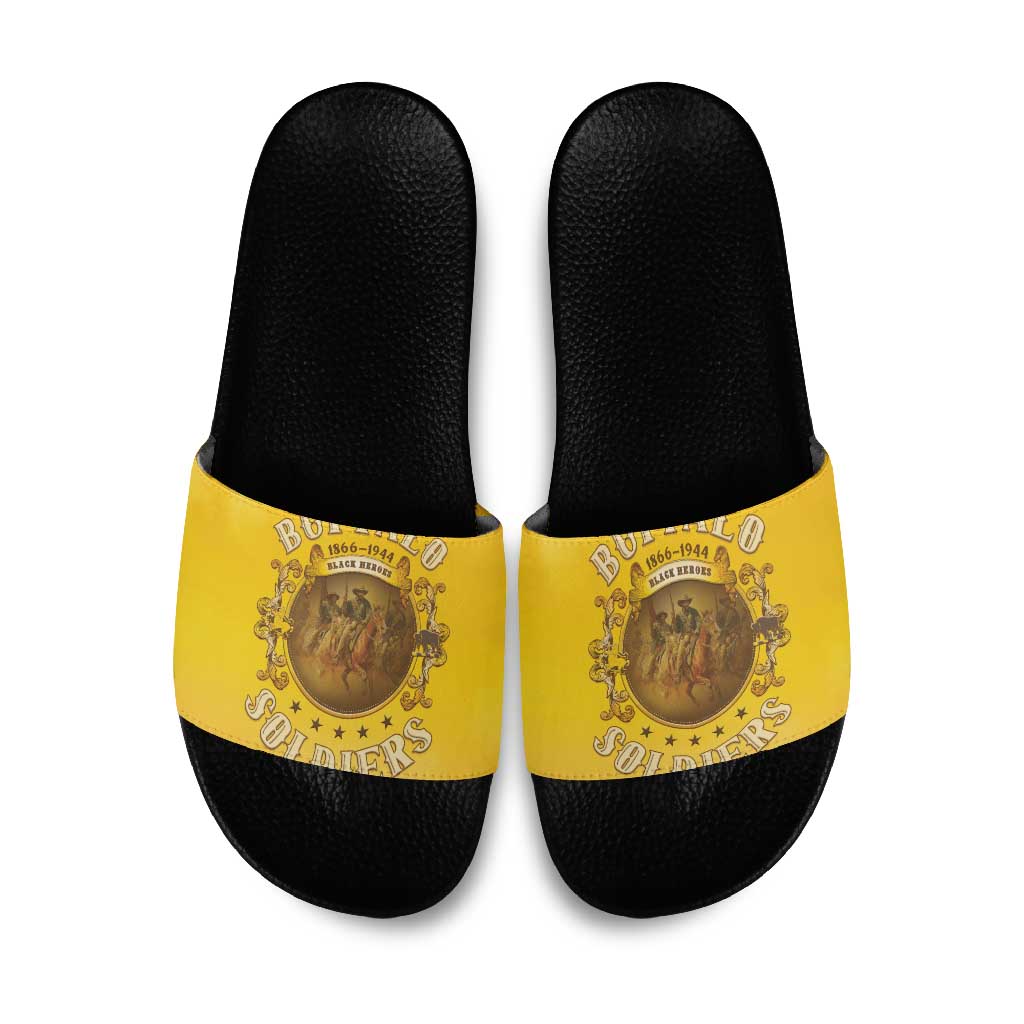 Honor Buffalo Soldiers Slide Sandals African American Cavalry Yellow Version