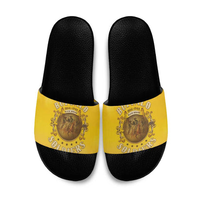 Honor Buffalo Soldiers Slide Sandals African American Cavalry Yellow Version