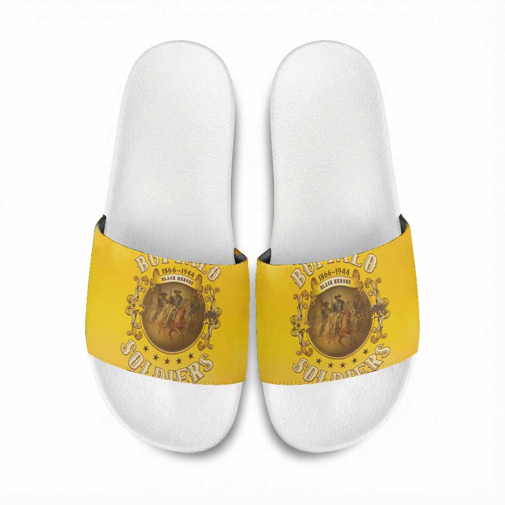 Honor Buffalo Soldiers Slide Sandals African American Cavalry Yellow Version