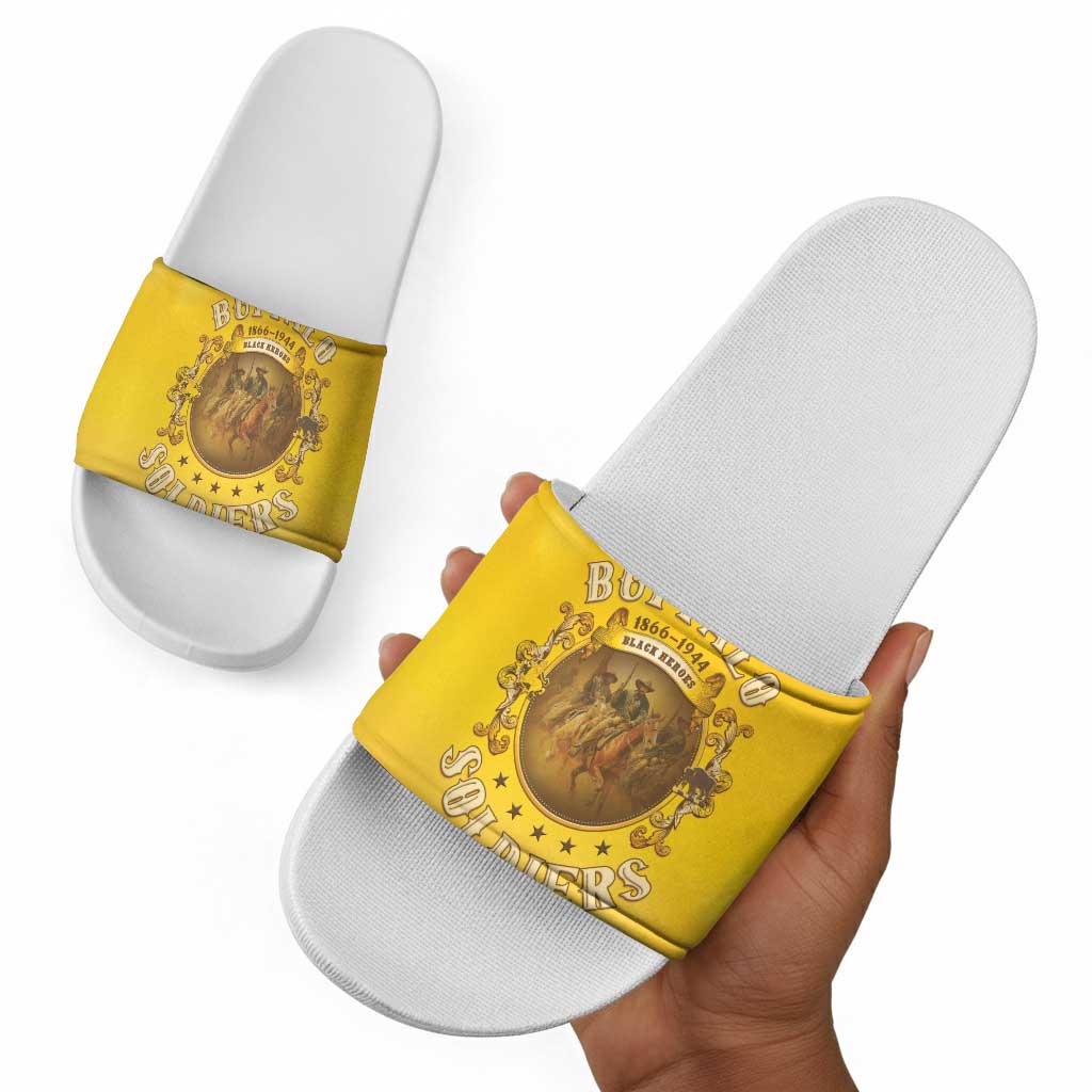 Honor Buffalo Soldiers Slide Sandals African American Cavalry Yellow Version