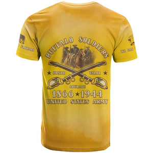 Honor Buffalo Soldiers T shirt African American Cavalry Yellow Version - African Pride
