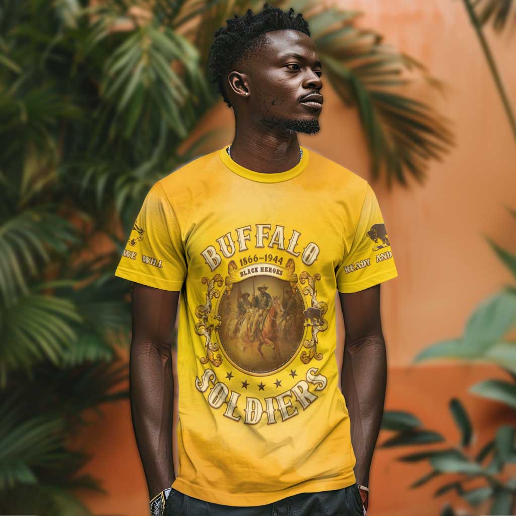 Honor Buffalo Soldiers T shirt African American Cavalry Yellow Version - African Pride