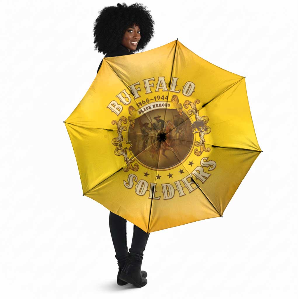 Honor Buffalo Soldiers Umbrella African American Cavalry Yellow Version