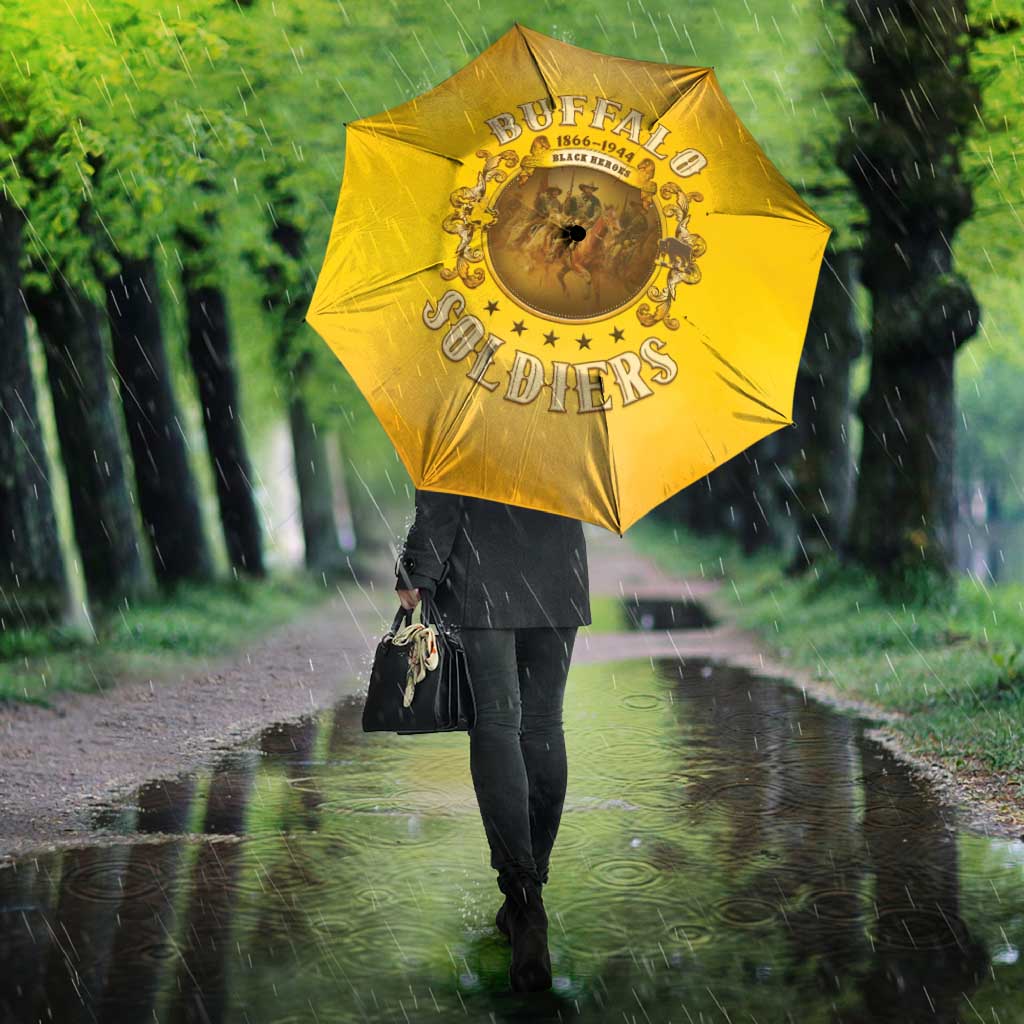 Honor Buffalo Soldiers Umbrella African American Cavalry Yellow Version