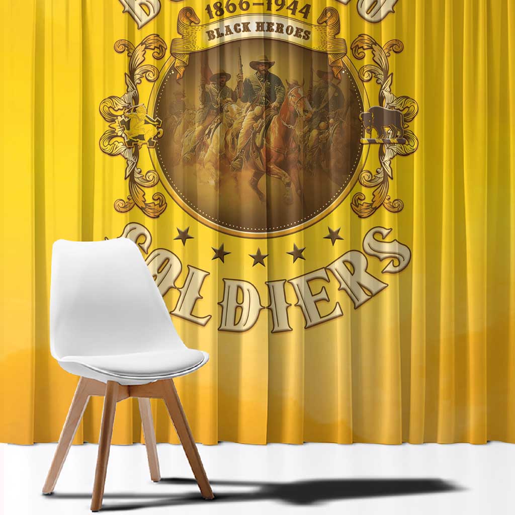Honor Buffalo Soldiers Window Curtain African American Cavalry Yellow Version - African Pride