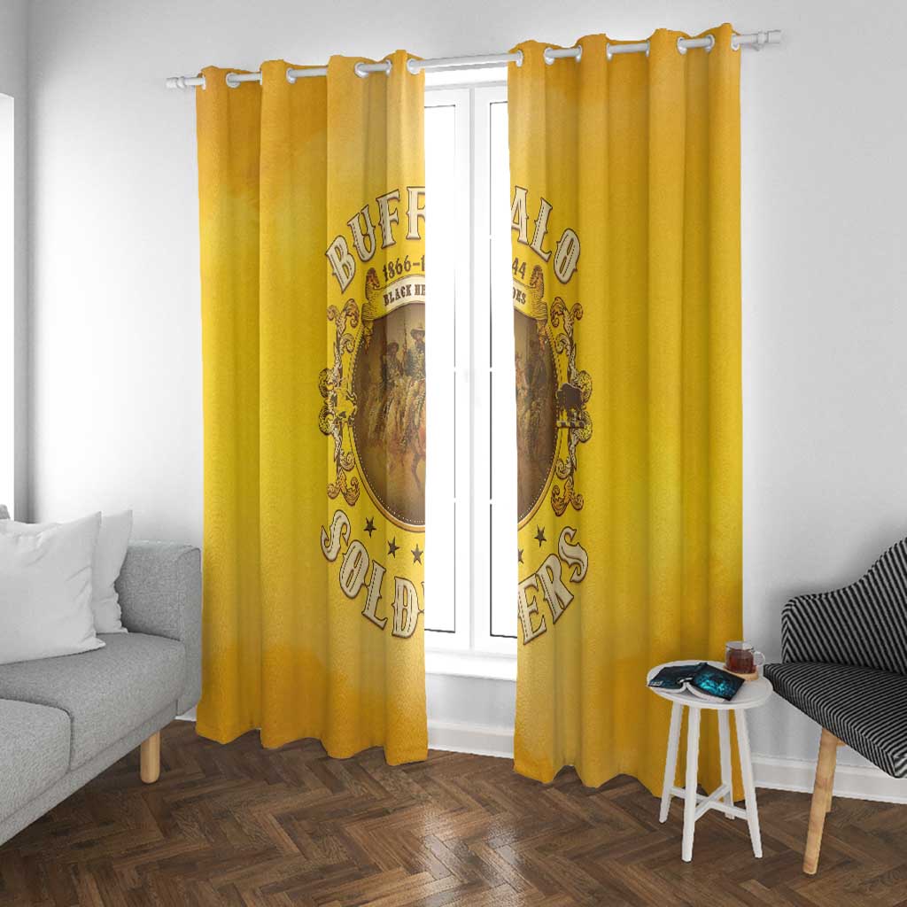 Honor Buffalo Soldiers Window Curtain African American Cavalry Yellow Version - African Pride