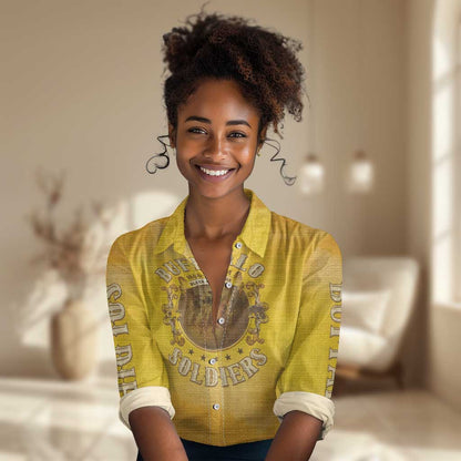Honor Buffalo Soldiers Women Casual Shirt African American Cavalry Yellow Version - African Pride