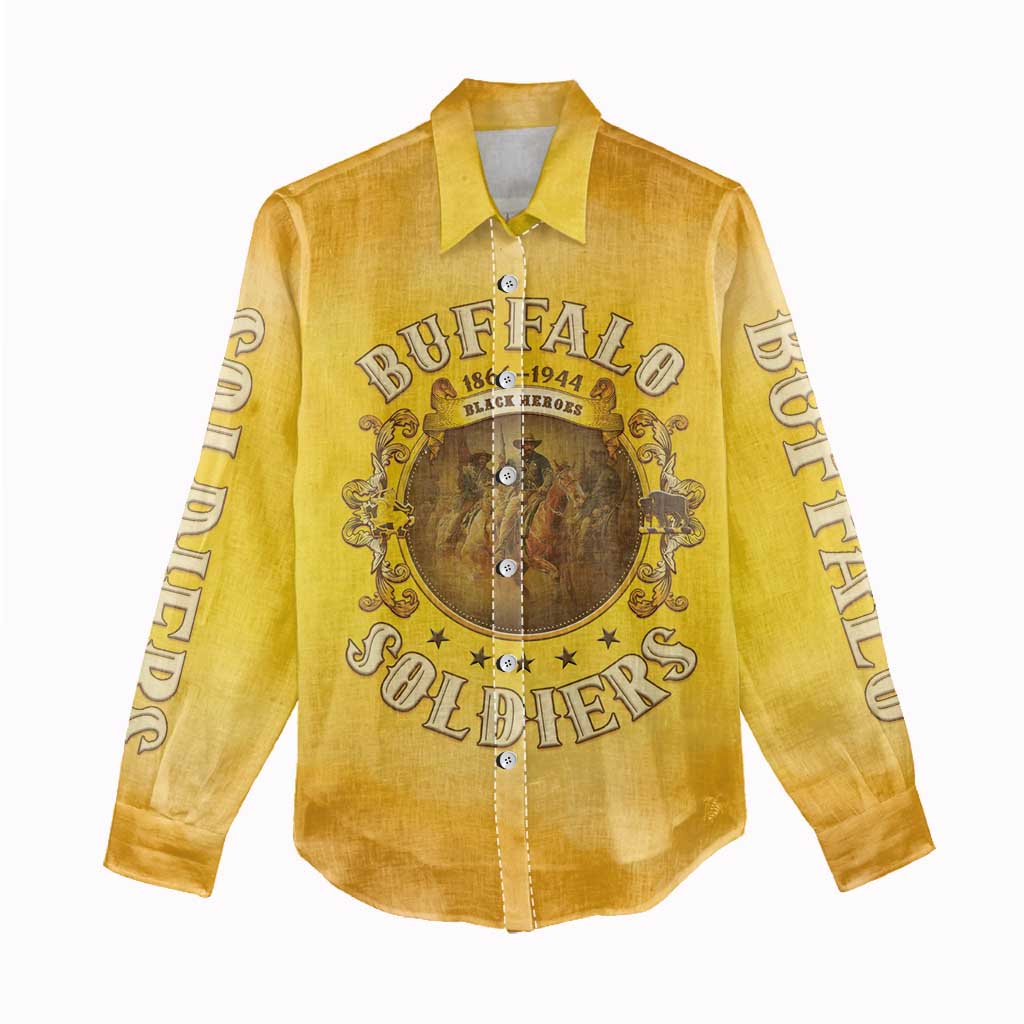 Honor Buffalo Soldiers Women Casual Shirt African American Cavalry Yellow Version - African Pride