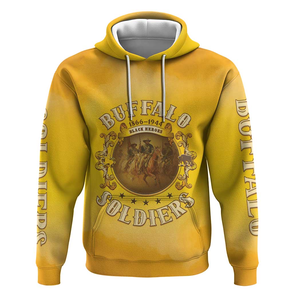 Honor Buffalo Soldiers Zip Hoodie African American Cavalry Yellow Version - African Pride