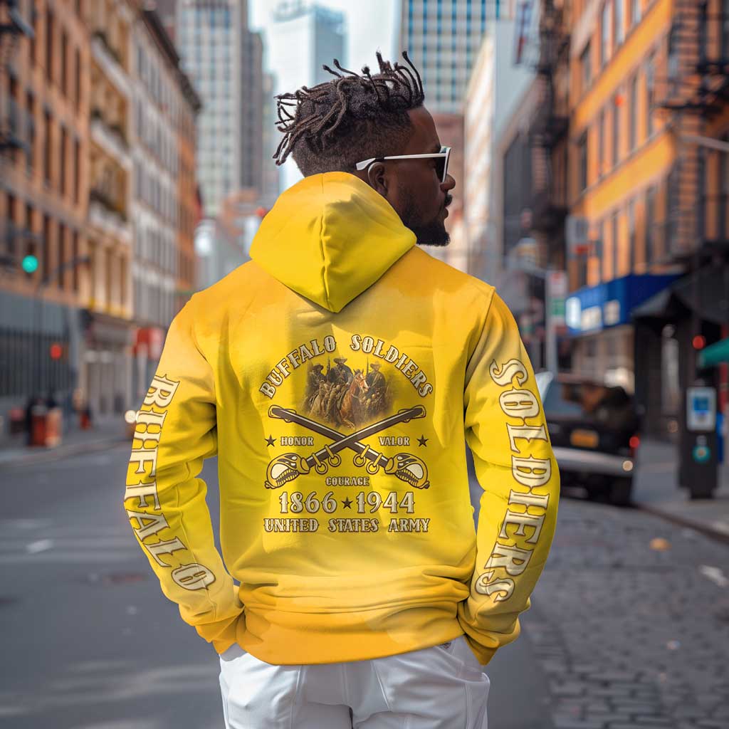 Honor Buffalo Soldiers Zip Hoodie African American Cavalry Yellow Version - African Pride