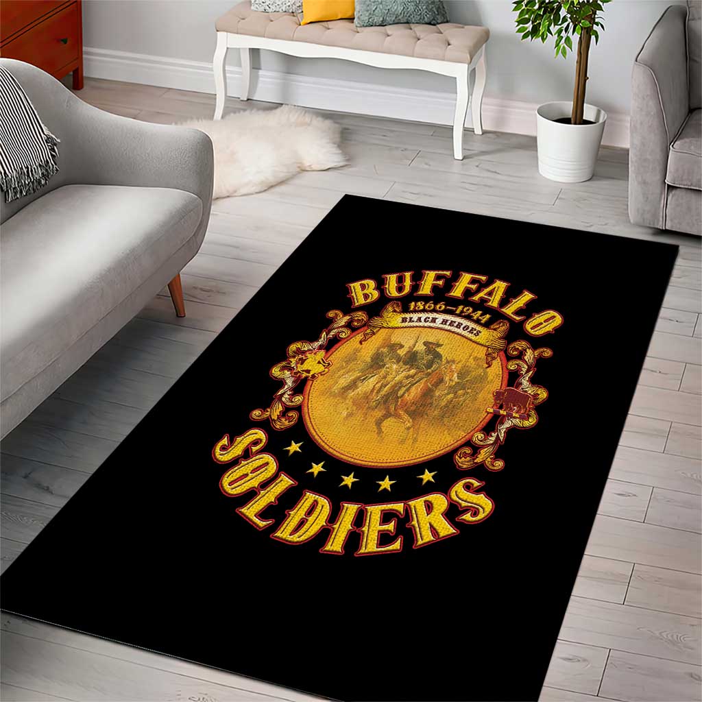 Honor Buffalo Soldiers Area Rug African American Cavalry Black Version - African Pride
