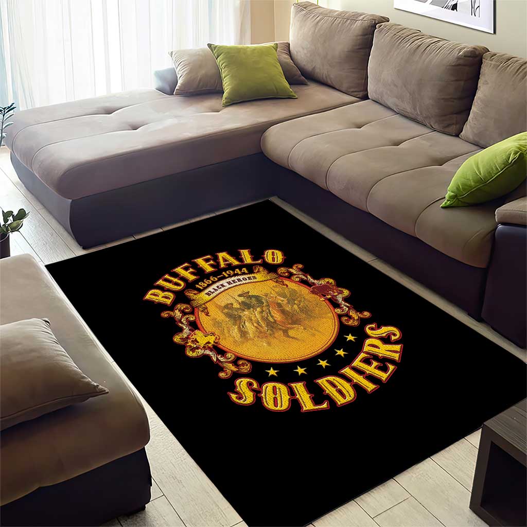 Honor Buffalo Soldiers Area Rug African American Cavalry Black Version - African Pride