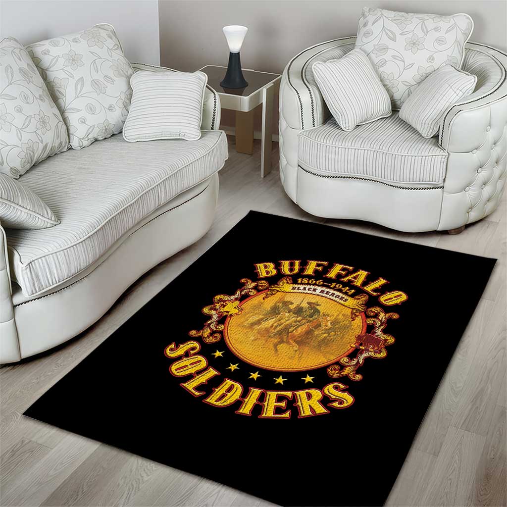 Honor Buffalo Soldiers Area Rug African American Cavalry Black Version - African Pride