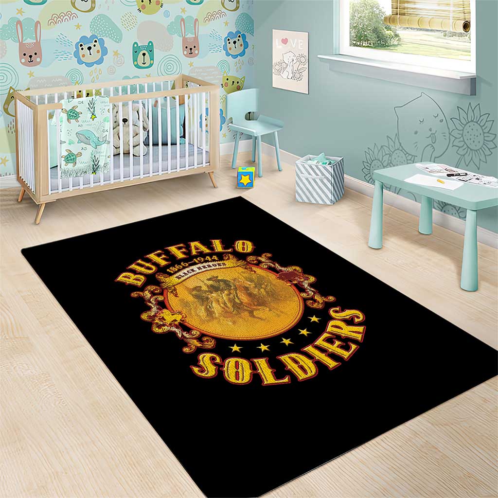 Honor Buffalo Soldiers Area Rug African American Cavalry Black Version - African Pride