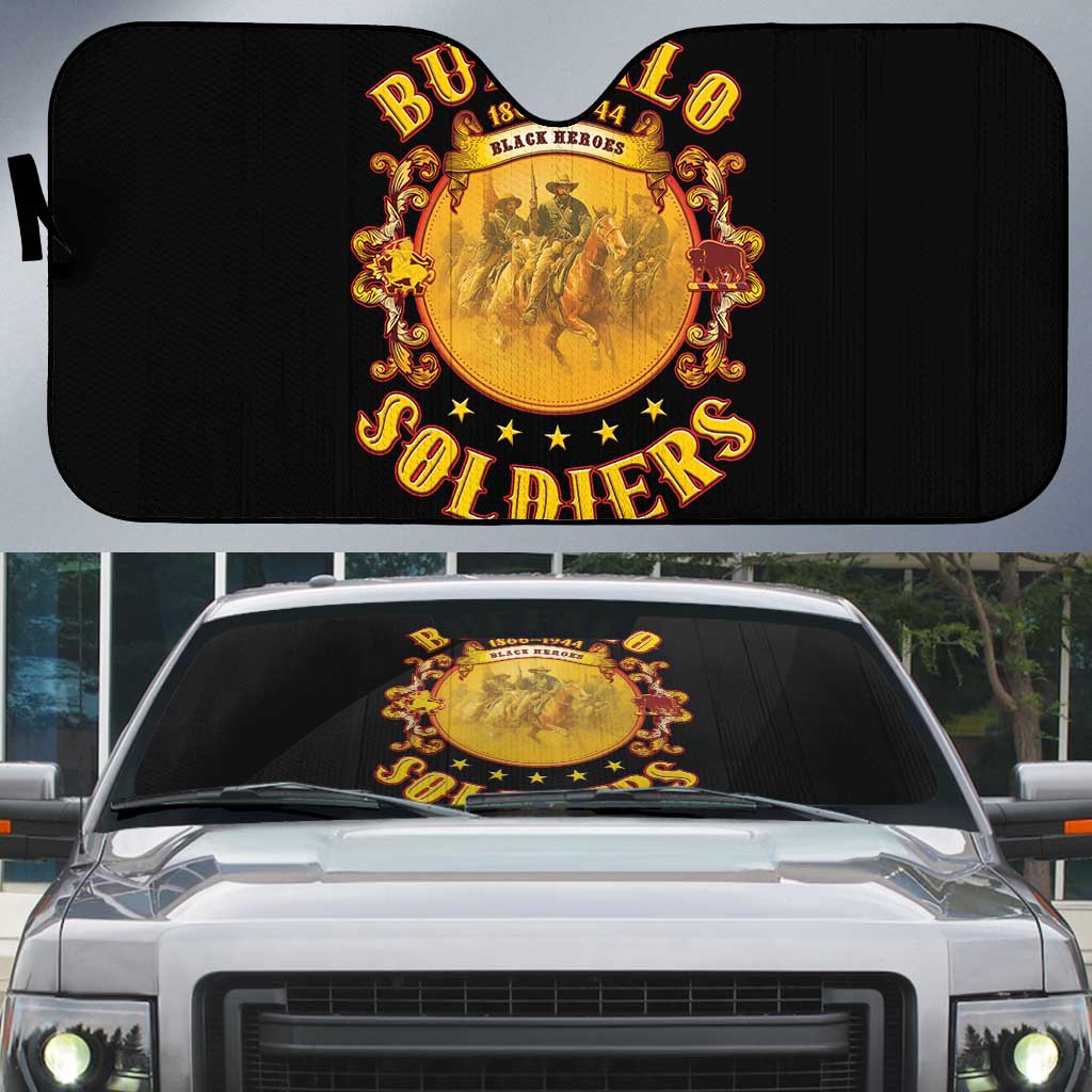 Honor Buffalo Soldiers Auto Sun Shade African American Cavalry Black Version
