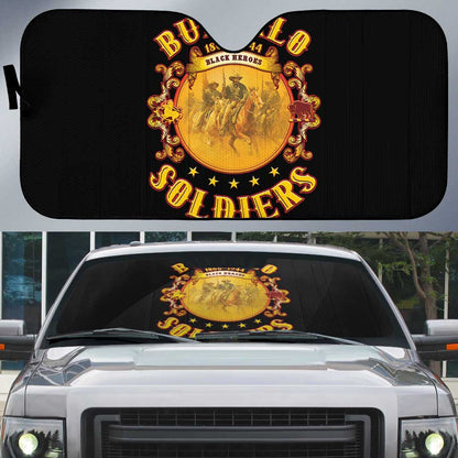 Honor Buffalo Soldiers Auto Sun Shade African American Cavalry Black Version