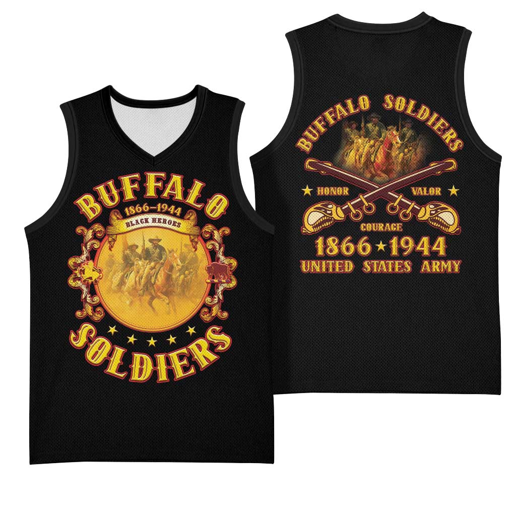 Honor Buffalo Soldiers Basketball Jersey African American Cavalry Black Version LT05