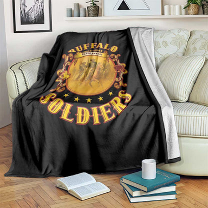 Honor Buffalo Soldiers Blanket African American Cavalry Black Version - African Pride