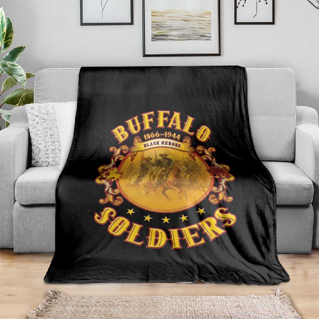 Honor Buffalo Soldiers Blanket African American Cavalry Black Version - African Pride