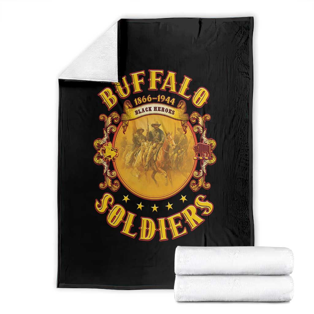 Honor Buffalo Soldiers Blanket African American Cavalry Black Version - African Pride
