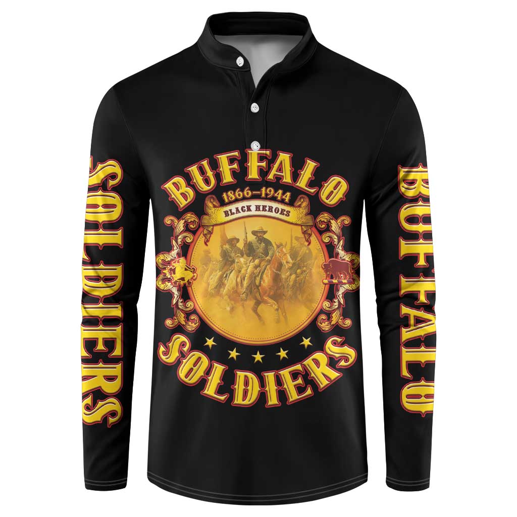 Honor Buffalo Soldiers Button Sweatshirt African American Cavalry Black Version