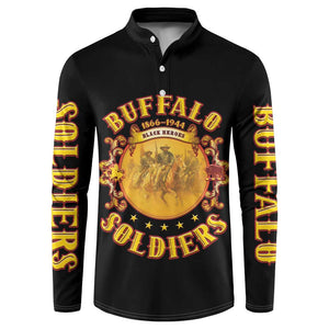 Honor Buffalo Soldiers Button Sweatshirt African American Cavalry Black Version