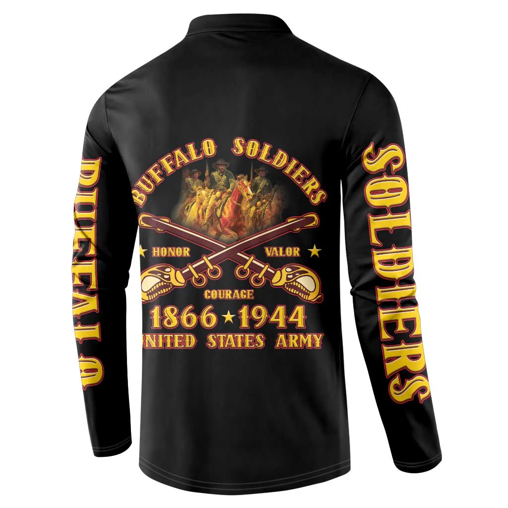 Honor Buffalo Soldiers Button Sweatshirt African American Cavalry Black Version