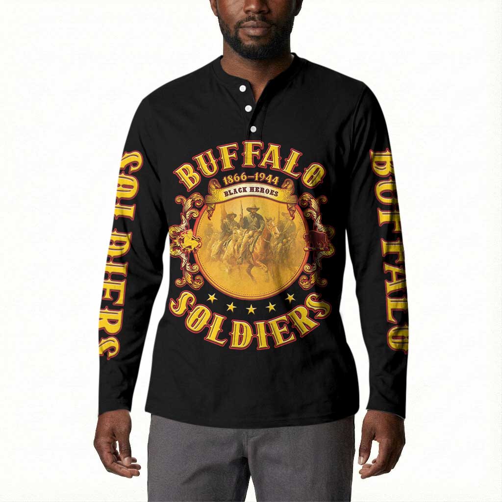 Honor Buffalo Soldiers Button Sweatshirt African American Cavalry Black Version