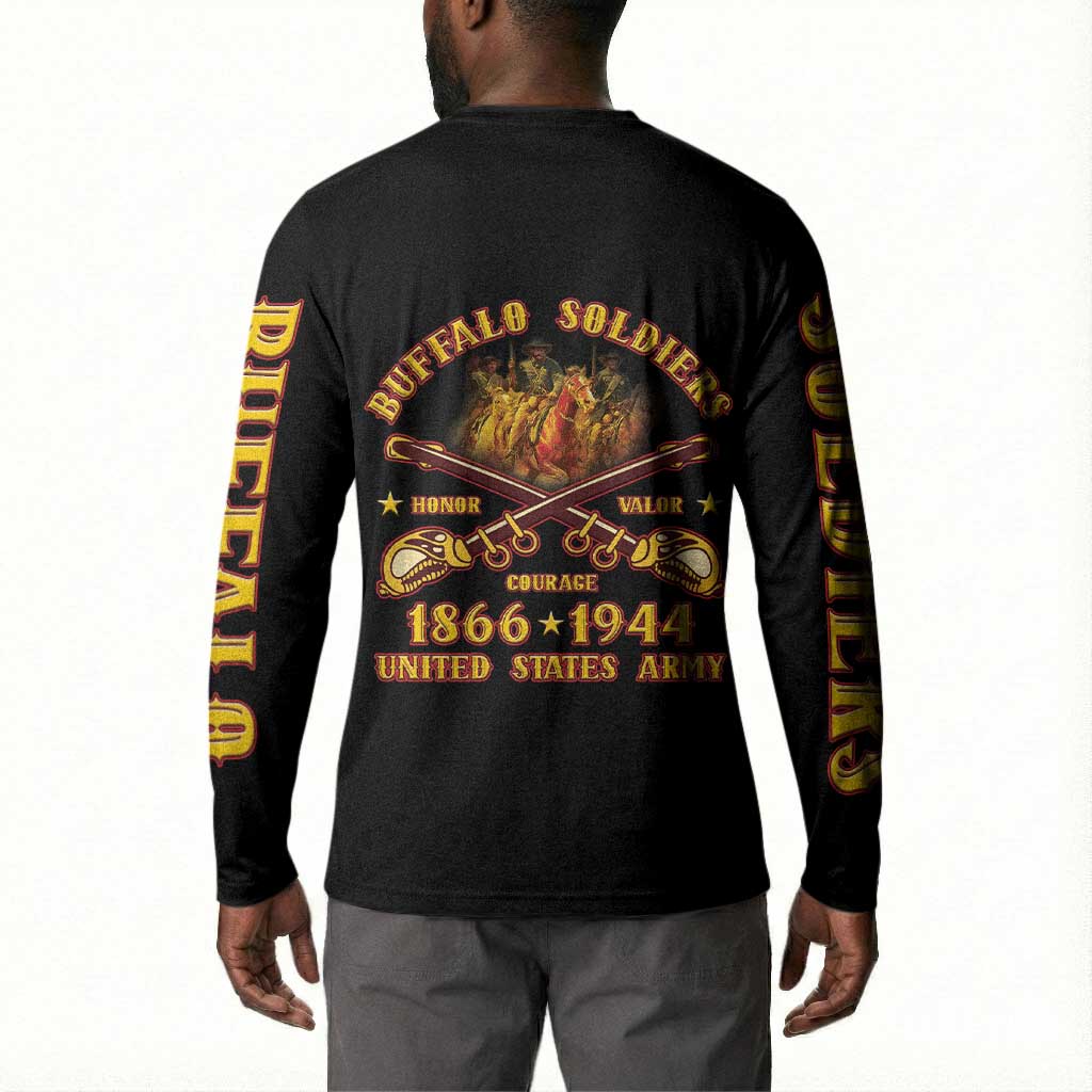Honor Buffalo Soldiers Button Sweatshirt African American Cavalry Black Version