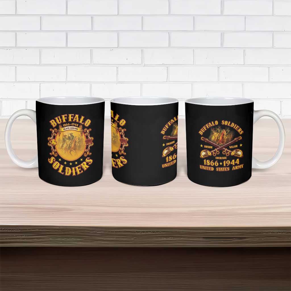 Honor Buffalo Soldiers Ceramic Mug African American Cavalry Black Version