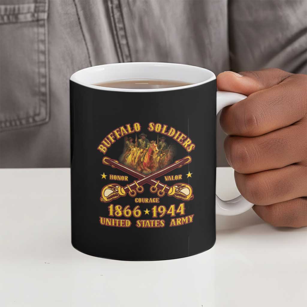 Honor Buffalo Soldiers Ceramic Mug African American Cavalry Black Version