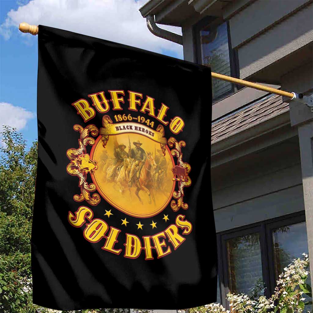Honor Buffalo Soldiers Garden Flag African American Cavalry Black Version - African Pride