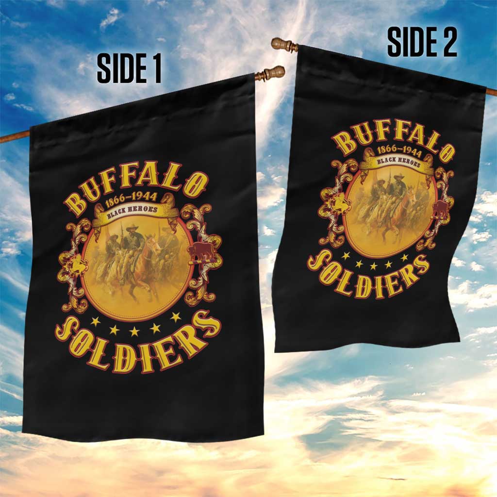 Honor Buffalo Soldiers Garden Flag African American Cavalry Black Version - African Pride