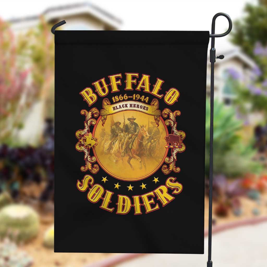 Honor Buffalo Soldiers Garden Flag African American Cavalry Black Version - African Pride