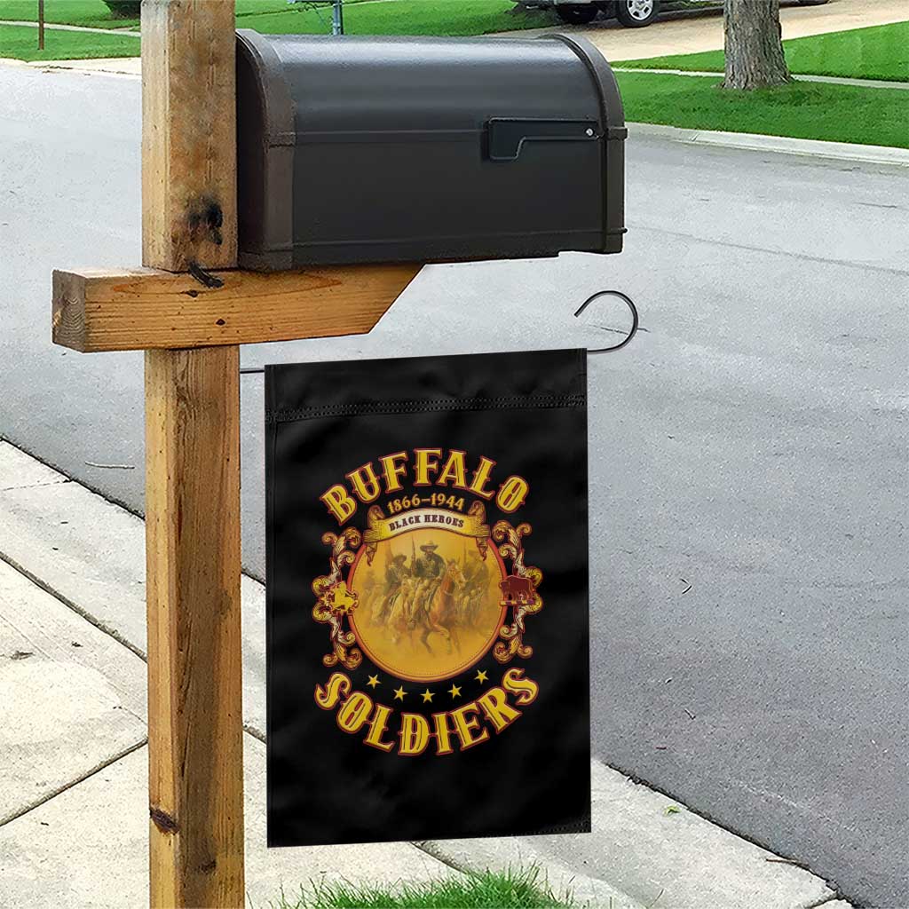 Honor Buffalo Soldiers Garden Flag African American Cavalry Black Version - African Pride