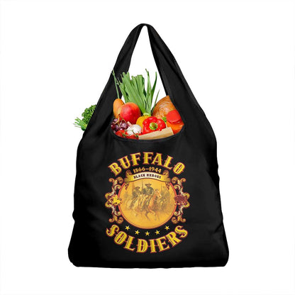 Honor Buffalo Soldiers Grocery Bag African American Cavalry Black Version - African Pride