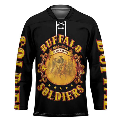 Honor Buffalo Soldiers Hockey Jersey African American Cavalry Black Version