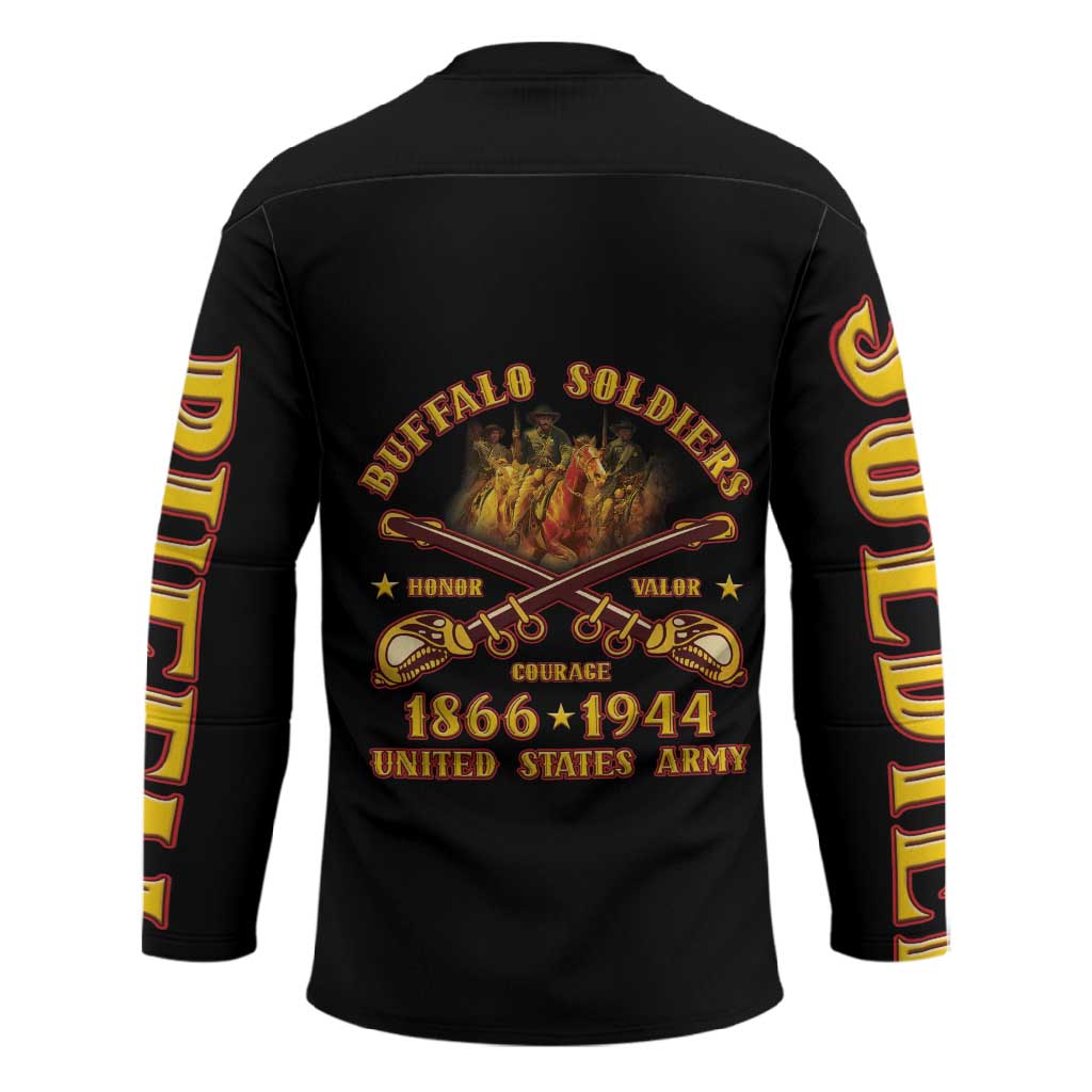 Honor Buffalo Soldiers Hockey Jersey African American Cavalry Black Version
